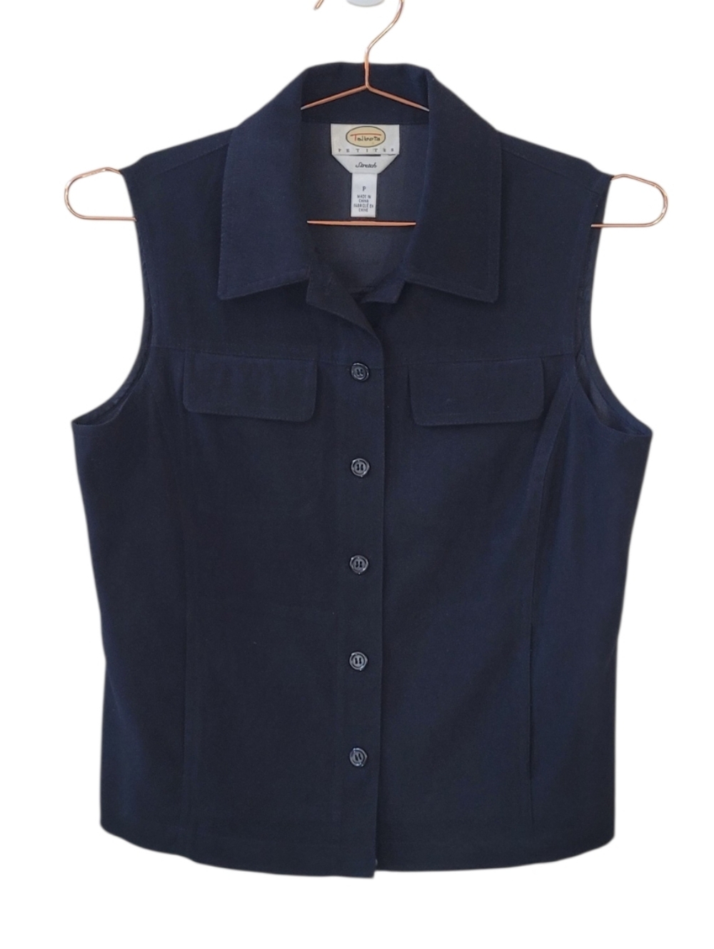 TALBOTS Vintage 90s Y2K Black Strech Sleeveless Top Vest Size P (US XS Petite)